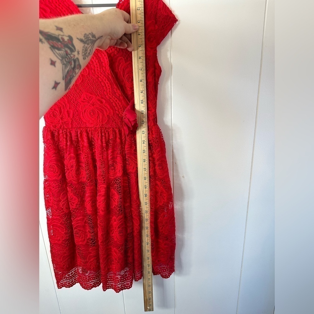 Just Kids Red Lace Little Girl’s Size 10 Dress - Picture 7 of 11